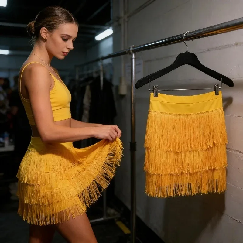 Latin Dance Skirt for Women with Fringe High Quality Training Performance Competition Costume
Latin Dance Skirt for Women with Fringe High Quality Training Performance Competition Costume