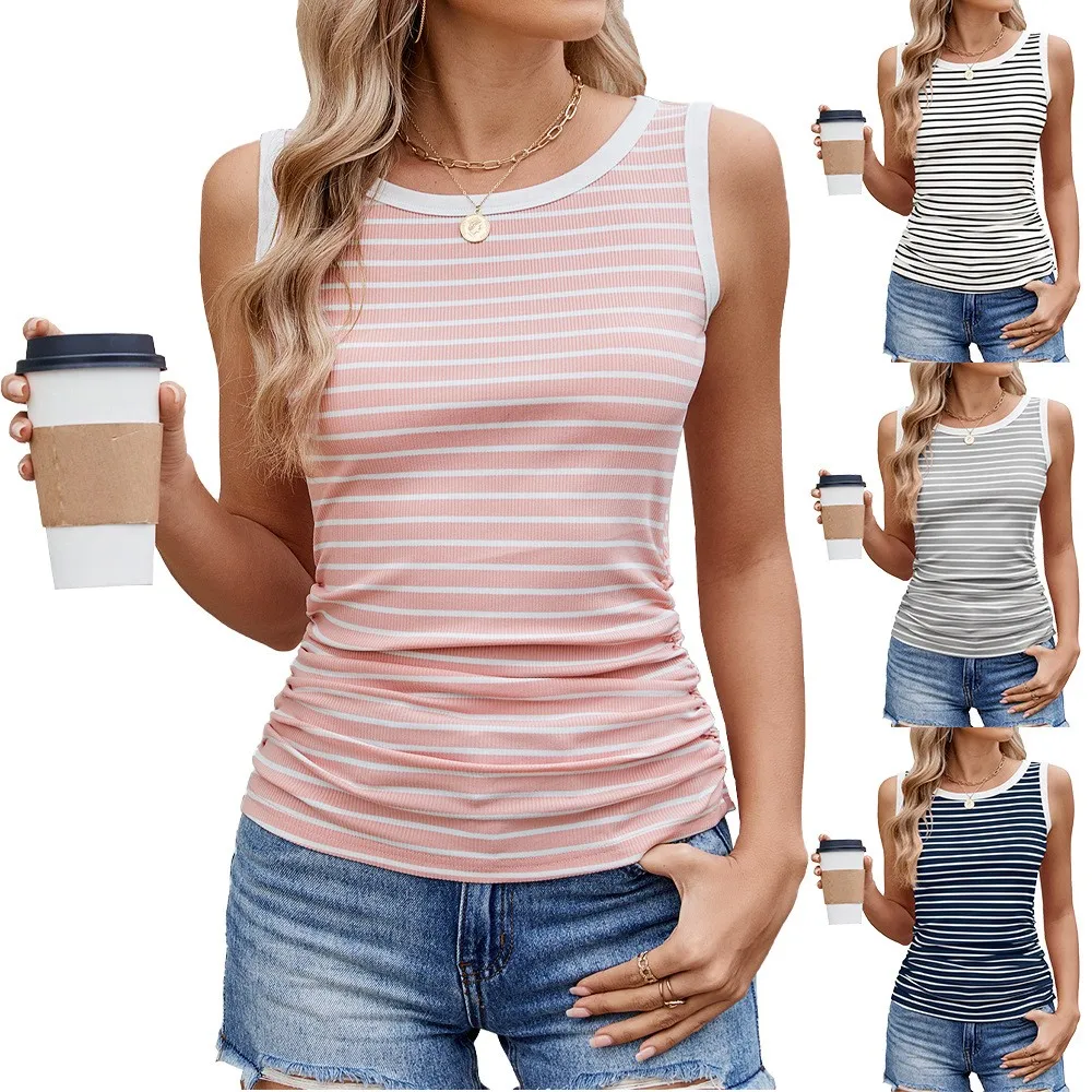 Summer Clothes Women Tank Top Loose Fit Ribbed Vest Women Summer Contrast Trim Sleeveless Top Ruched Side Pink Camisole Casual
Summer Clothes Women Tank Top Loose Fit Ribbed Vest Women Summer Contrast Trim Sleeveless Top Ruched Side Pink Camisole Casual