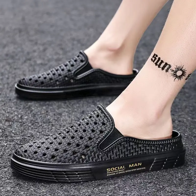 Men Baotou Hollow Out Waterproof Half Slippers Summer New Injection Molding Soft sole Non Slip Home Slippers Beach Slippers
Men Baotou Hollow Out Waterproof Half Slippers Summer New Injection Molding Soft sole Non Slip Home Slippers Beach Slippers