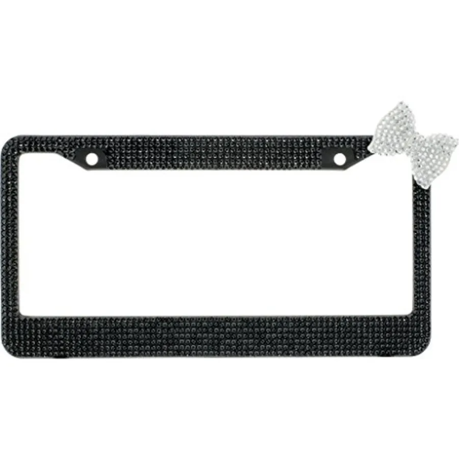 Black Crystal Diamond Rhinestone Black Metal License Plate Frame with Clear Bling Bow Tie with Crystal Screw Caps
Black Crystal Diamond Rhinestone Black Metal License Plate Frame with Clear Bling Bow Tie with Crystal Screw Caps