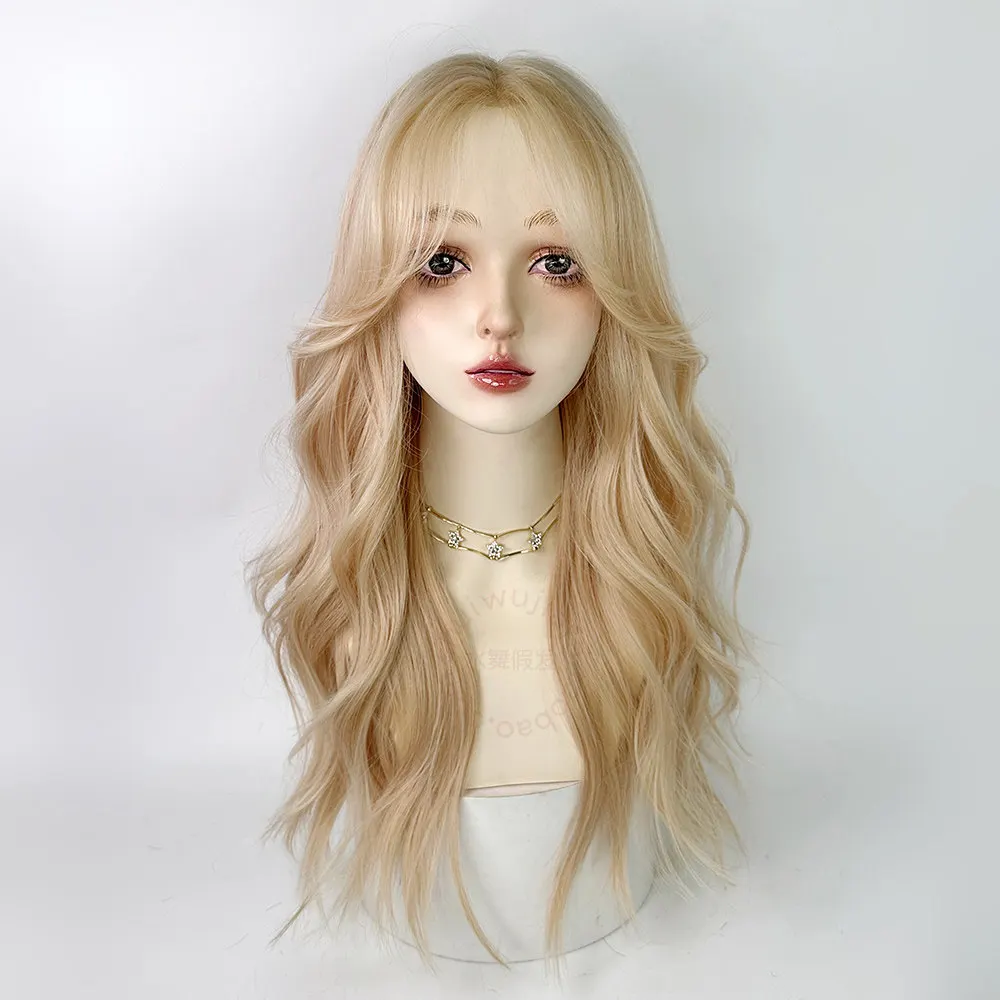 White gold wig forehead lace medium eight-character bangs long curly hair big wave hand hook full head cover women
White gold wig forehead lace medium eight-character bangs long curly hair big wave hand hook full head cover women