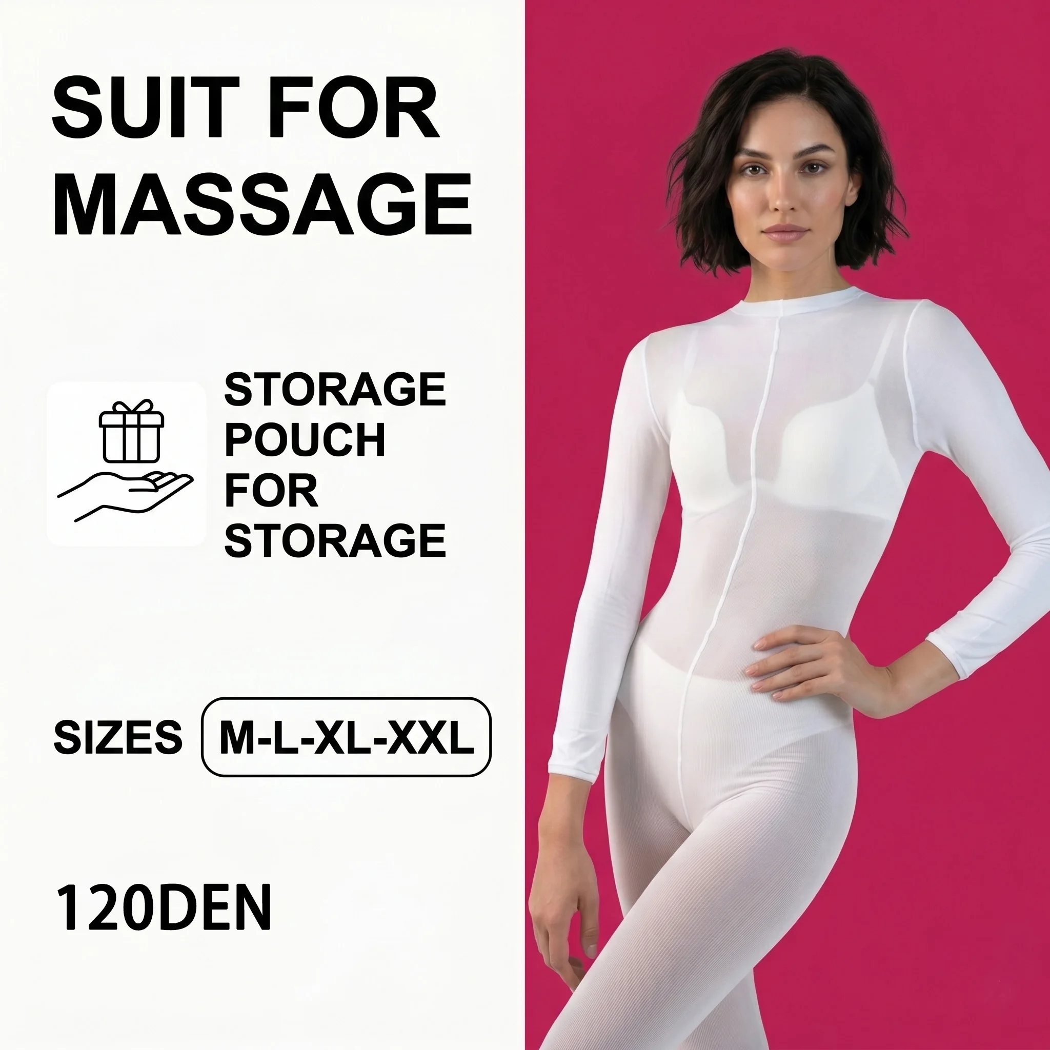Reusable 120 DEN White Women Full Body Vacuum Roller Massage Jumpsuit Pressotherapy Lymphatic Drainage Body Suit Size M L XL XXL
Reusable 120 DEN White Women Full Body Vacuum Roller Massage Jumpsuit Pressotherapy Lymphatic Drainage Body Suit Size M L XL XXL