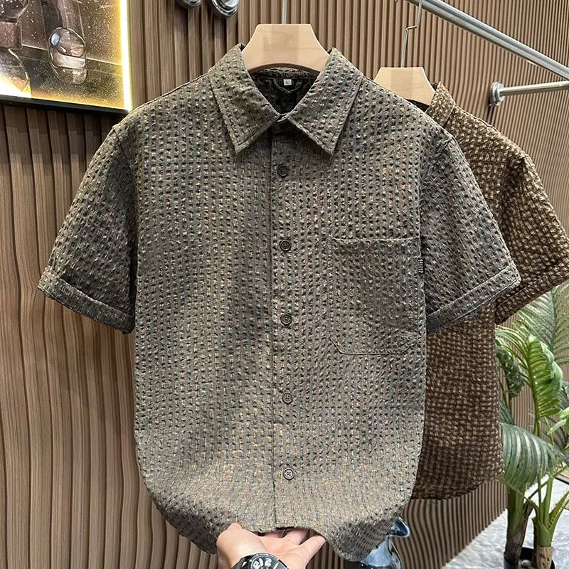 Men's Textured Woven Short Sleeve Shirt Button Down Casual Vintage Style Top
Men's Textured Woven Short Sleeve Shirt Button Down Casual Vintage Style Top