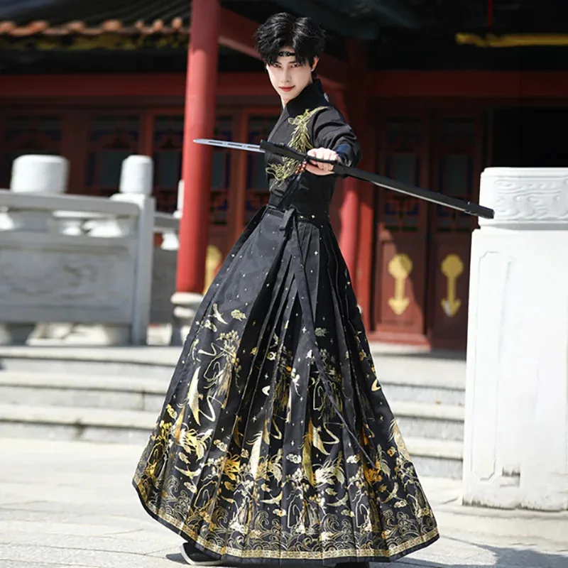 Large Size 4XL Chinese Hanfu Horse Face Skirt Men Party Outfit Vintage Hanfu Black Shirt Pleated Skirt For Women Plus Size 3XL
Large Size 4XL Chinese Hanfu Horse Face Skirt Men Party Outfit Vintage Hanfu Black Shirt Pleated Skirt For Women Plus Size 3XL