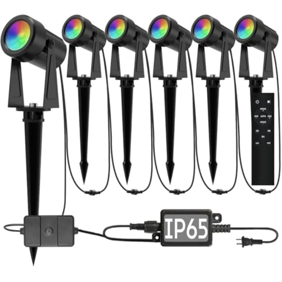 Outdoor Landscape Lighting with Remote, RGBW Color Changing Spot Uplights, 6 Pack
Outdoor Landscape Lighting with Remote, RGBW Color Changing Spot Uplights, 6 Pack