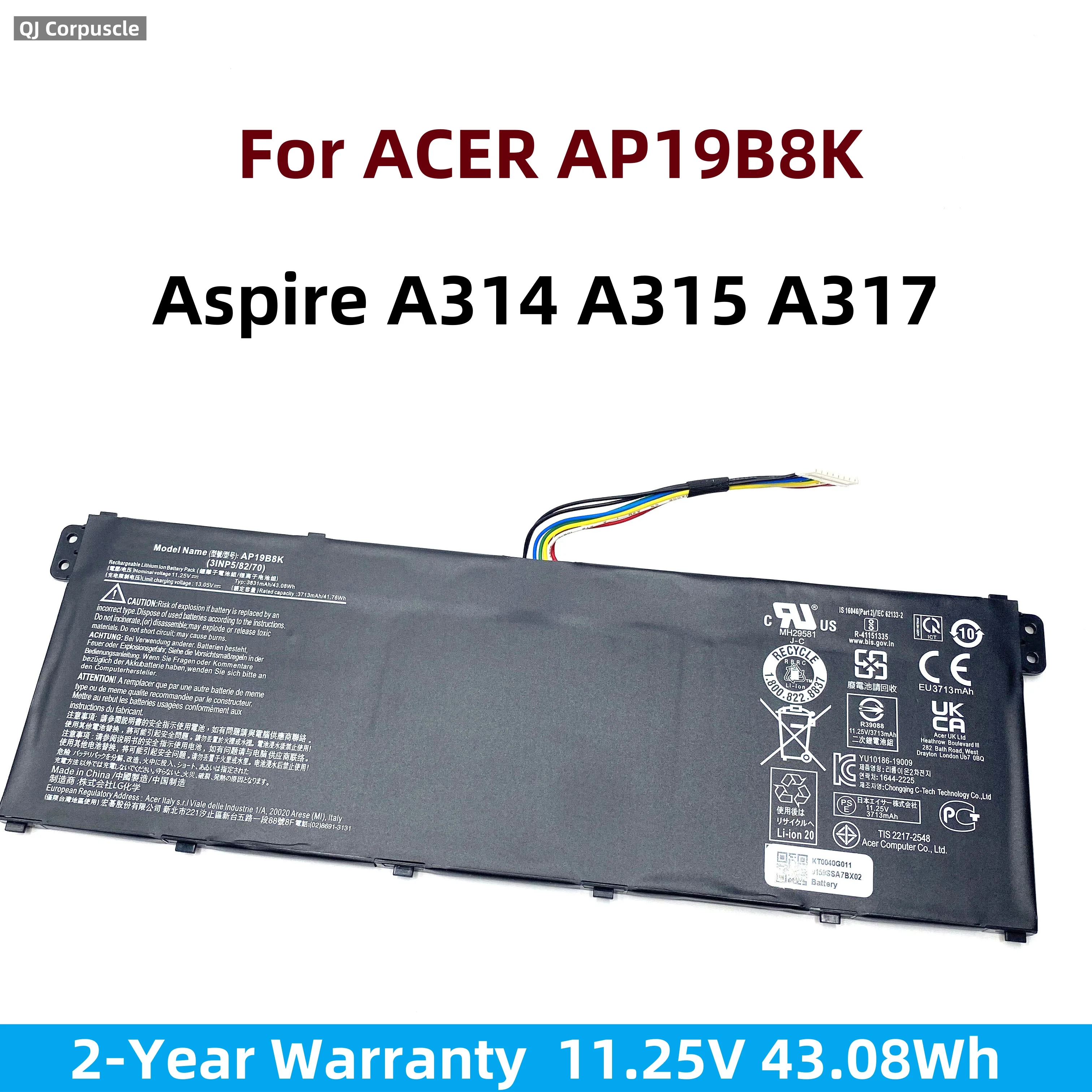 New Original AP19B8K Laptop Battery For ACER Aspire A314 A315 A317 A315-23 A315-58 A317-52 A317-53 Series KT00304013 KT0030G022
New Original AP19B8K Laptop Battery For ACER Aspire A314 A315 A317 A315-23 A315-58 A317-52 A317-53 Series KT00304013 KT0030G022