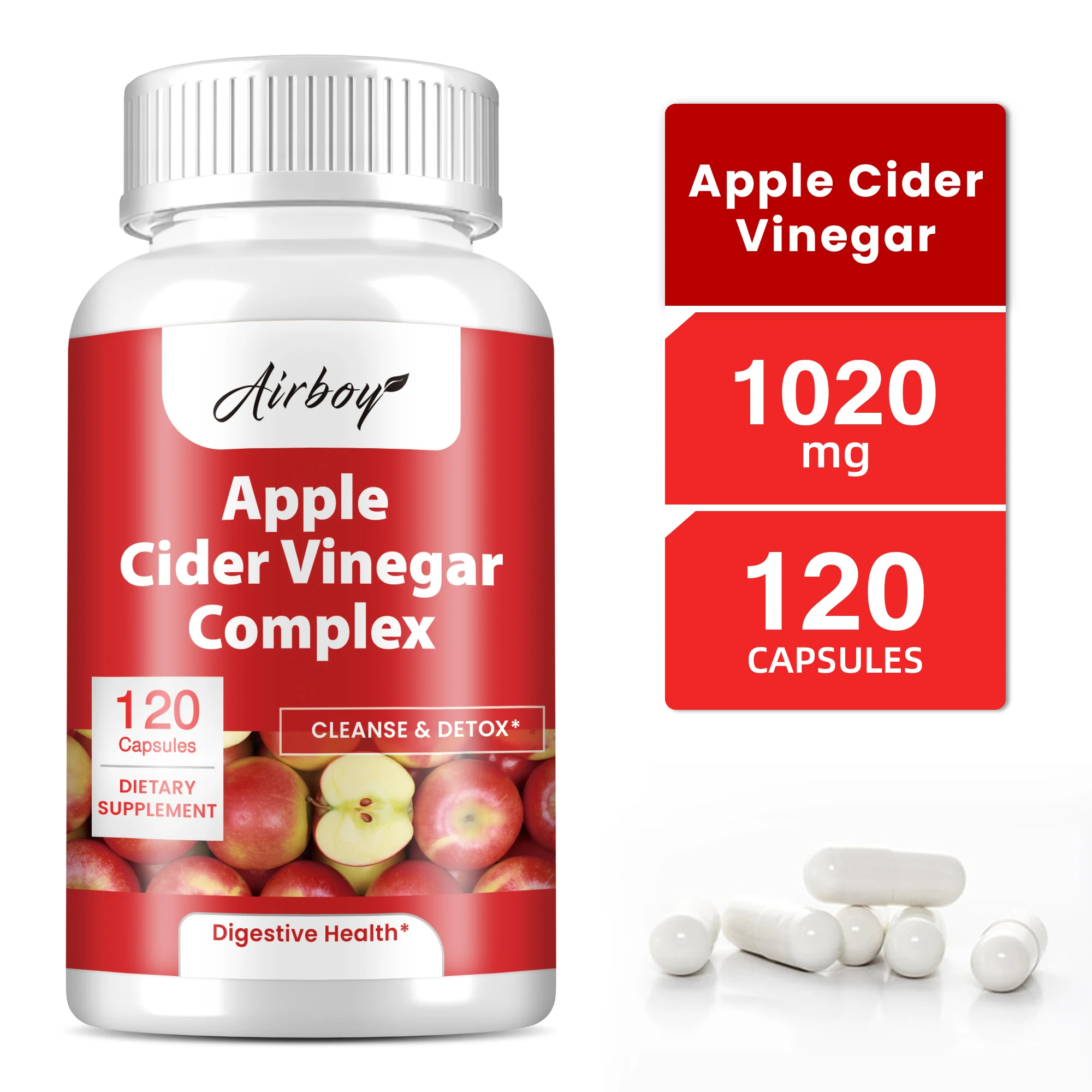 Apple Cider Vinegar Complex - Appetite Suppressant, Boost Metabolism, Reduce Bloating, Improves Immune and Digestion Health
Apple Cider Vinegar Complex - Appetite Suppressant, Boost Metabolism, Reduce Bloating, Improves Immune and Digestion Health