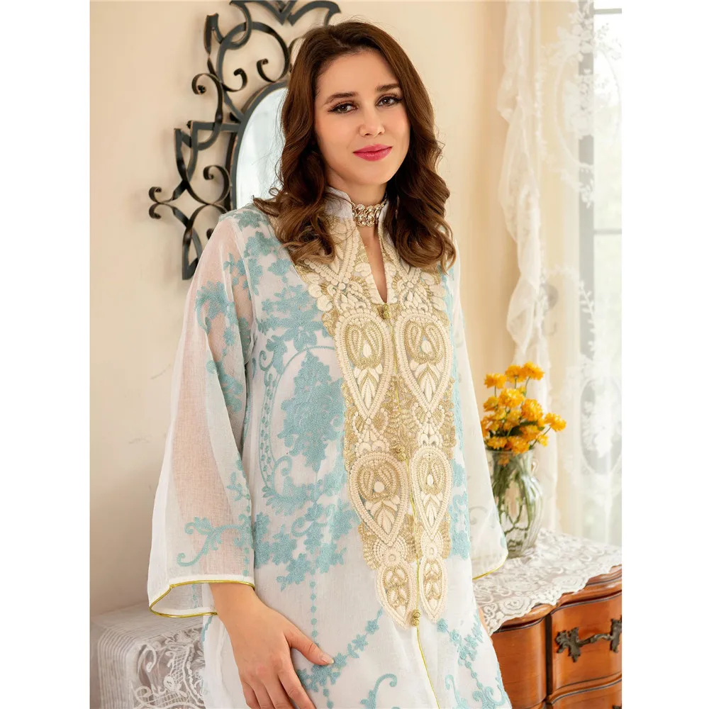 Eid Abaya Party Embroidery Elegant Women Muslim Maxi Dress Turkey Femme Kaftan Islam Evening Gown Moroccan Vestidos Jalabiya
Eid Abaya Party Embroidery Elegant Women Muslim Maxi Dress Turkey Femme Kaftan Islam Evening Gown Moroccan Vestidos Jalabiya