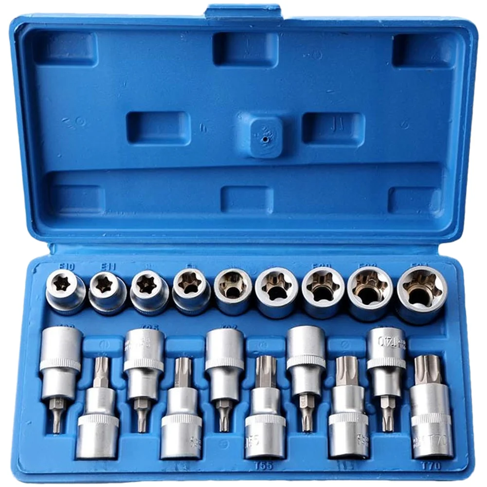 13pcs Bit Socket Wrench Set Tool Kit Multiple Drive Sizes Star Hex E-Torx Socket Set 1/4" 3/8" 1/2" Drive Bit Socket Wrench Set
13pcs Bit Socket Wrench Set Tool Kit Multiple Drive Sizes Star Hex E-Torx Socket Set 1/4" 3/8" 1/2" Drive Bit Socket Wrench Set