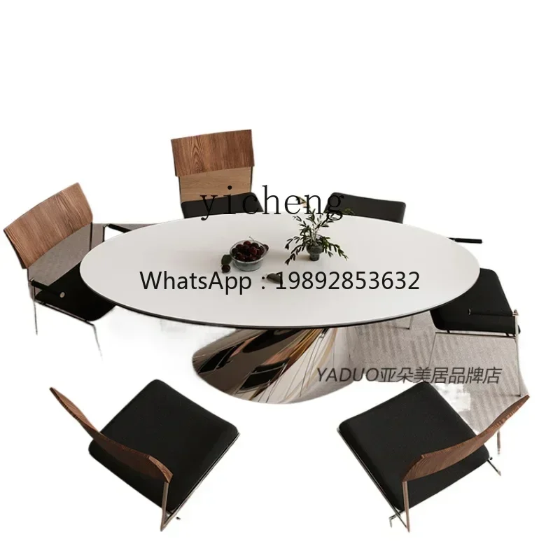 DF art rock slab dining table and chair combination oval simple household luxury stone new mirror dining table
DF art rock slab dining table and chair combination oval simple household luxury stone new mirror dining table
