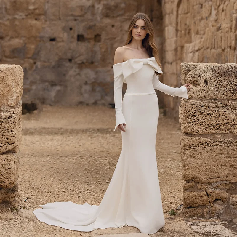 Eightree White Mermaid Wedding Dresses Off The Shoulder Long Sleeve Wedding Gowns Boho Bridal Ball Prom Dress bestidos de novia
Eightree White Mermaid Wedding Dresses Off The Shoulder Long Sleeve Wedding Gowns Boho Bridal Ball Prom Dress bestidos de novia