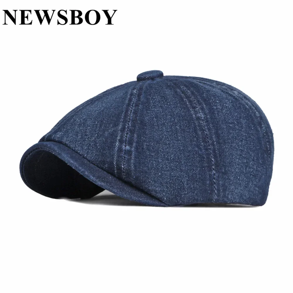 NEWSBOY Cap Man New Denim Washed Blue Hats for Men Spring Autumn Cotton Flat Caps Baker Boy Vintage Irish Hats Male Beret Black 
NEWSBOY Cap Man New Denim Washed Blue Hats for Men Spring Autumn Cotton Flat Caps Baker Boy Vintage Irish Hats Male Beret Black