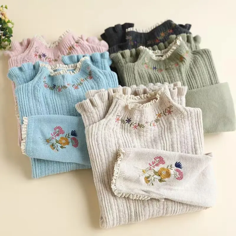 Spring Autumn Japan Style Sweet Flower Embroidered Knitted Sweater Tops Women Mori Girl Long Sleeve Casual Knitting Pullovers
Spring Autumn Japan Style Sweet Flower Embroidered Knitted Sweater Tops Women Mori Girl Long Sleeve Casual Knitting Pullovers