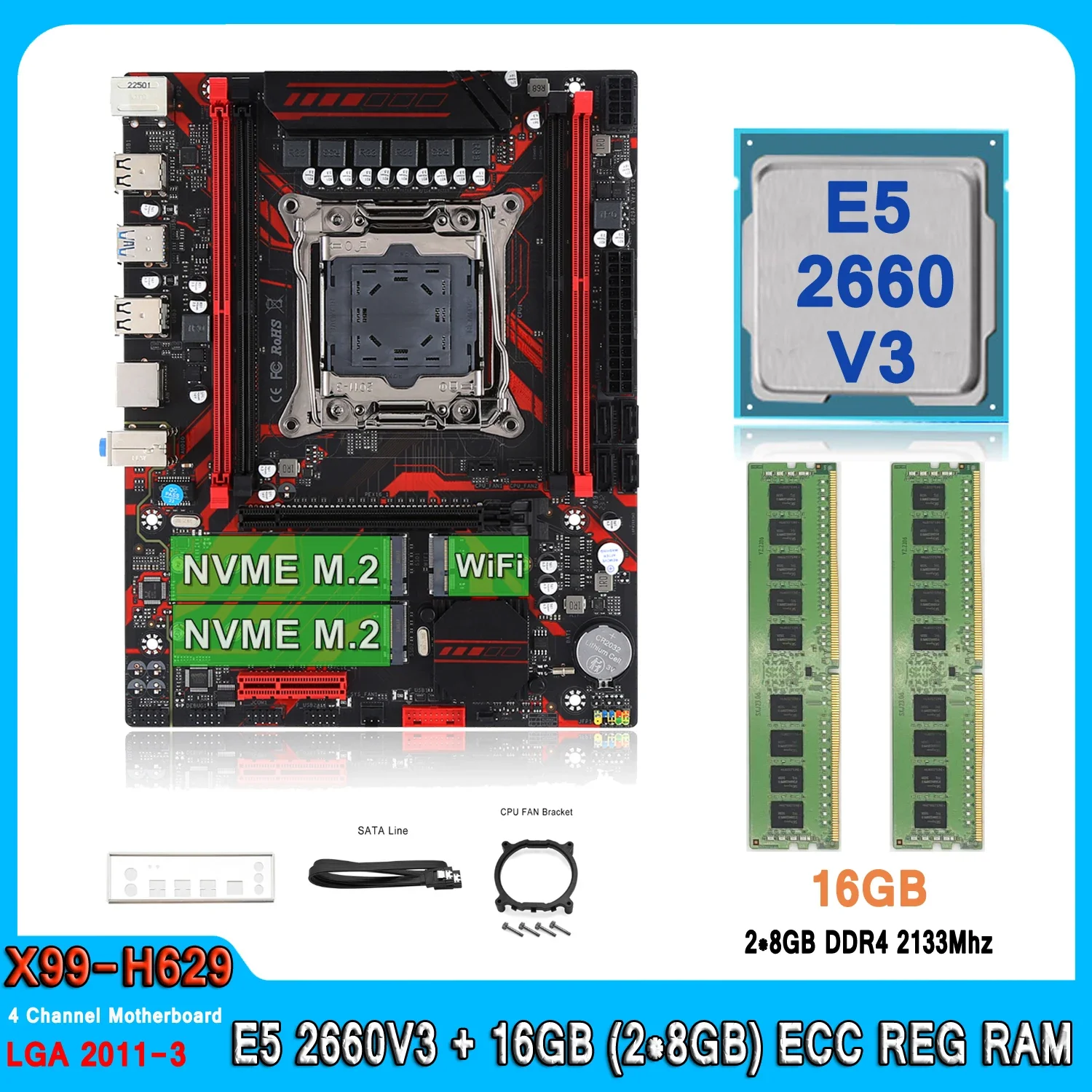 Kit Xeon X99 Motherboard with E5 2660 V3 16GB(2*8GB) DDR4 2133MHz RECC Memory LGA 2011 E5 2660V3 Combo Set SATA3.0 M.2 NVME
Kit Xeon X99 Motherboard with E5 2660 V3 16GB(2*8GB) DDR4 2133MHz RECC Memory LGA 2011 E5 2660V3 Combo Set SATA3.0 M.2 NVME