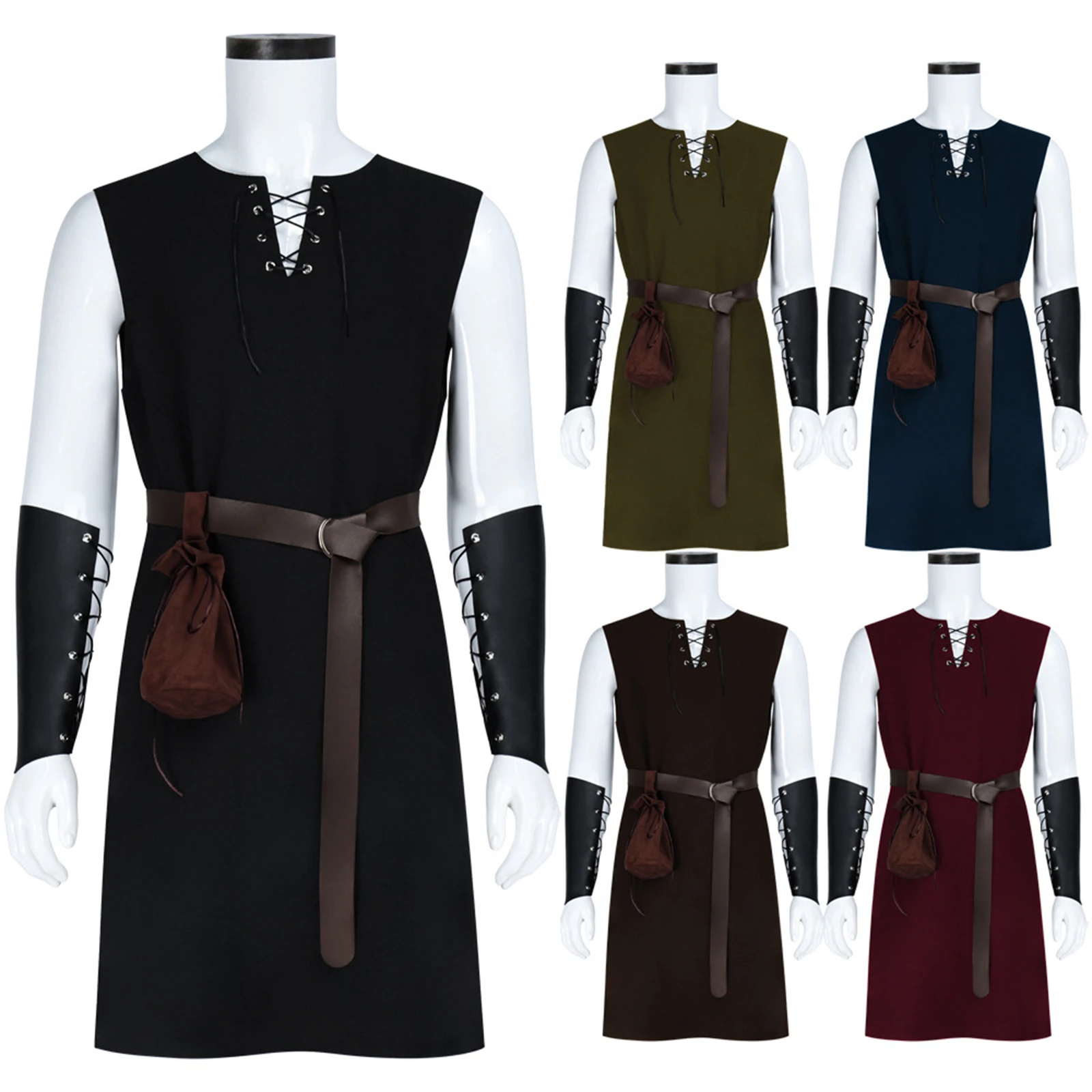 Men Renaissance Pirate Lace Up Vest Viking Shirt Sleeveless With Wrist Guard Belt Halloween Party Knight Warrior LARP
Men Renaissance Pirate Lace Up Vest Viking Shirt Sleeveless With Wrist Guard Belt Halloween Party Knight Warrior LARP