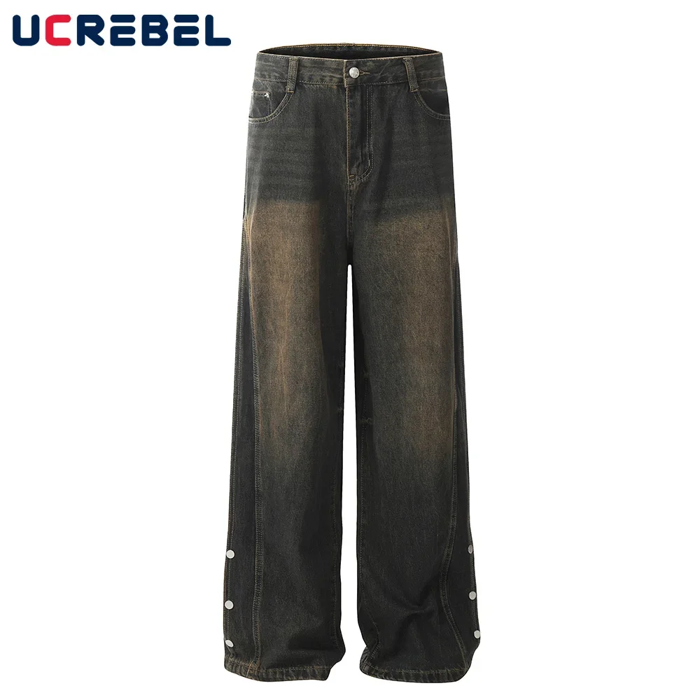 Button Decoration Jeans Mens Spliced Washed Distressed High Street Loose Wide leg Denim Pants Men Trousers
Button Decoration Jeans Mens Spliced Washed Distressed High Street Loose Wide leg Denim Pants Men Trousers