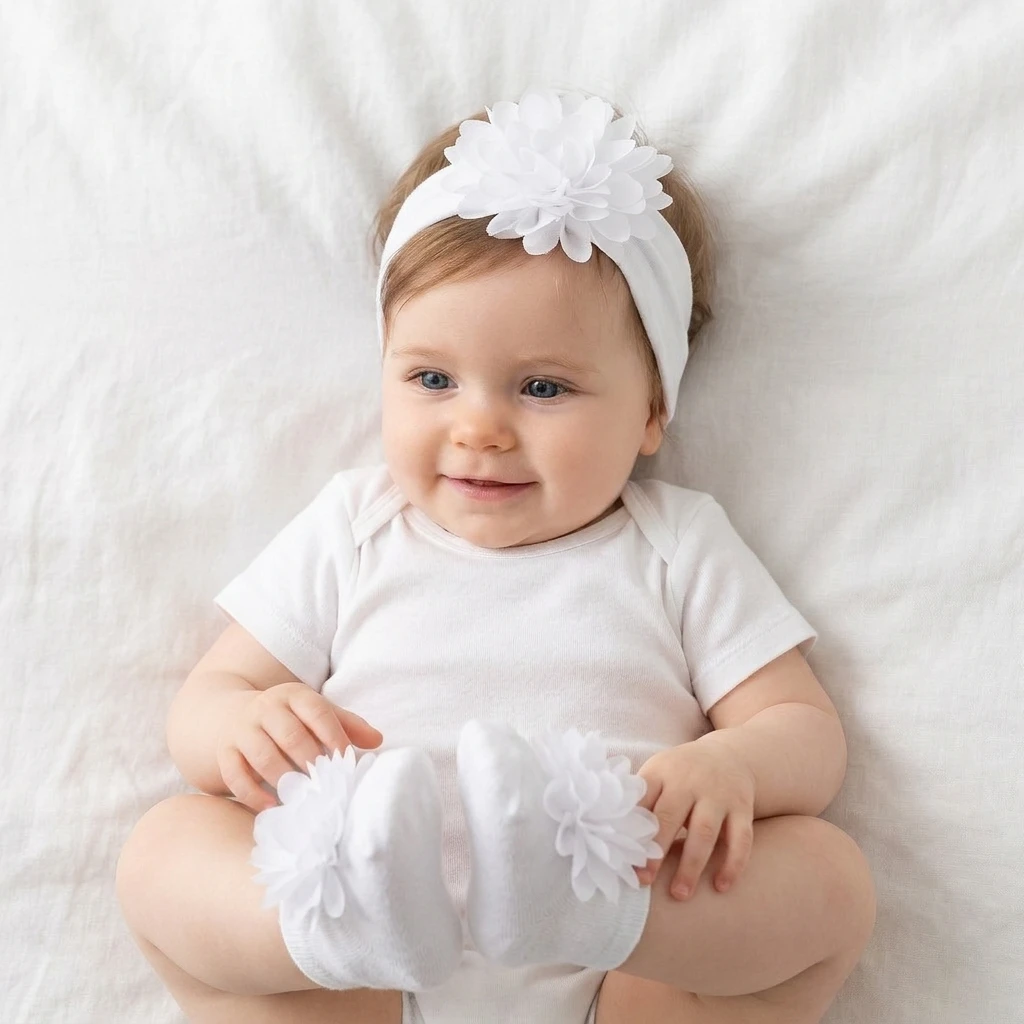 Baby flower headband and socks set, soft nylon baby princess hair accessory, cute children's hair accessory set
Baby flower headband and socks set, soft nylon baby princess hair accessory, cute children's hair accessory set