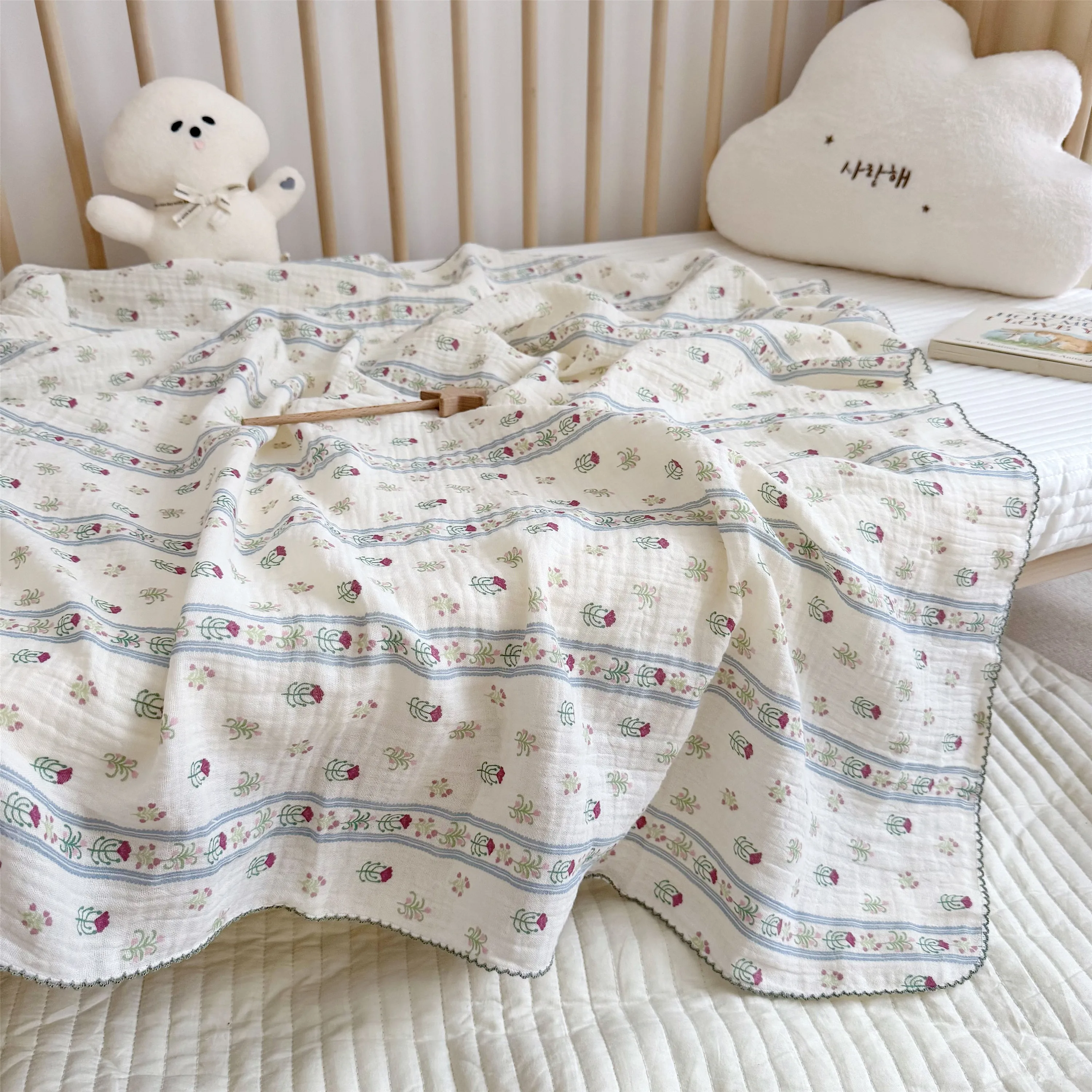 Soft Thin Pure Cotton Floral Print Double Layer Baby Blanket Wrap Towel Bath Towel Summer Blanket Lightweight Bedding Cover
Soft Thin Pure Cotton Floral Print Double Layer Baby Blanket Wrap Towel Bath Towel Summer Blanket Lightweight Bedding Cover
