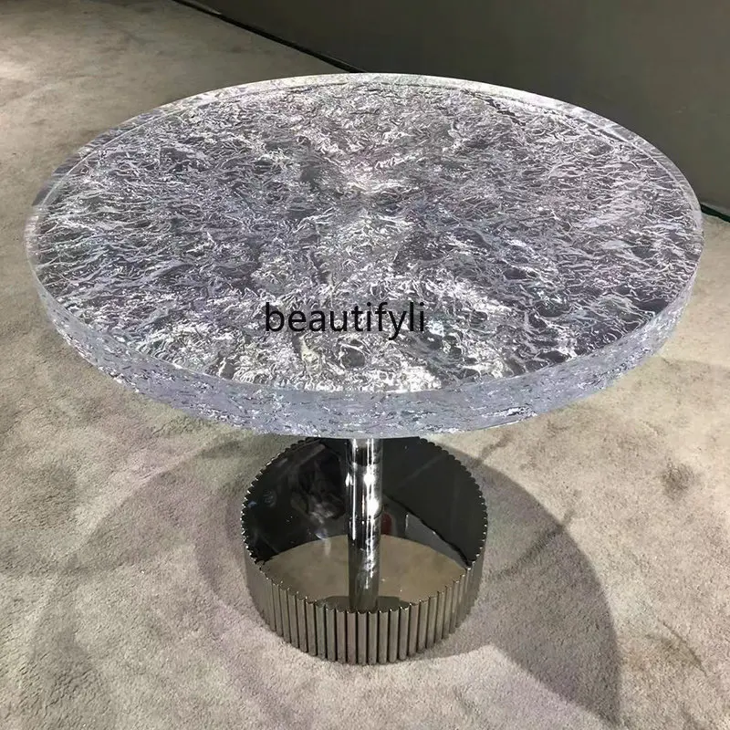 yj Italian Minimalist Crystal Epoxy Resin Coffee Table Water Ripple Glass Stainless Steel Coffee Table
yj Italian Minimalist Crystal Epoxy Resin Coffee Table Water Ripple Glass Stainless Steel Coffee Table