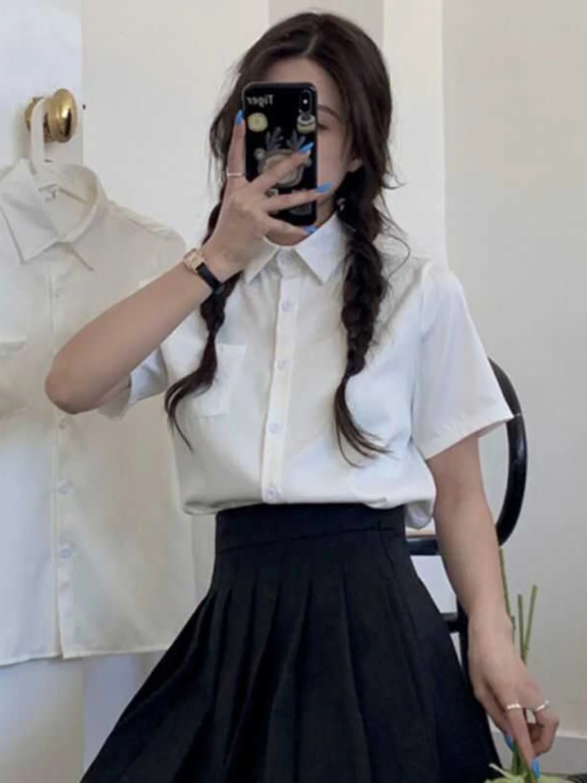 Summer White Loose Fit Shirt American Versatile Salt Series Half Sleeve Pure Color Simple Slimming Student Top
Summer White Loose Fit Shirt American Versatile Salt Series Half Sleeve Pure Color Simple Slimming Student Top