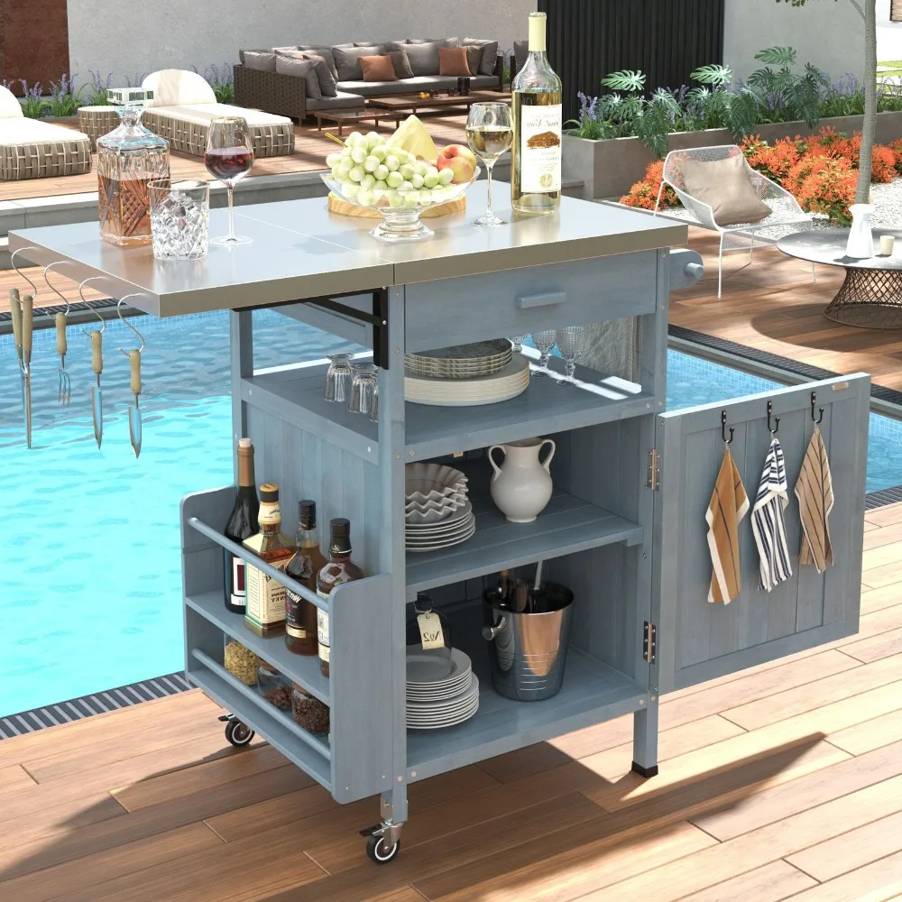Outdoor Grill Cart with Stainless Steel Top, Blue+Grey, 40.5 L x 21 W x 36.25 H
Outdoor Grill Cart with Stainless Steel Top, Blue+Grey, 40.5 L x 21 W x 36.25 H