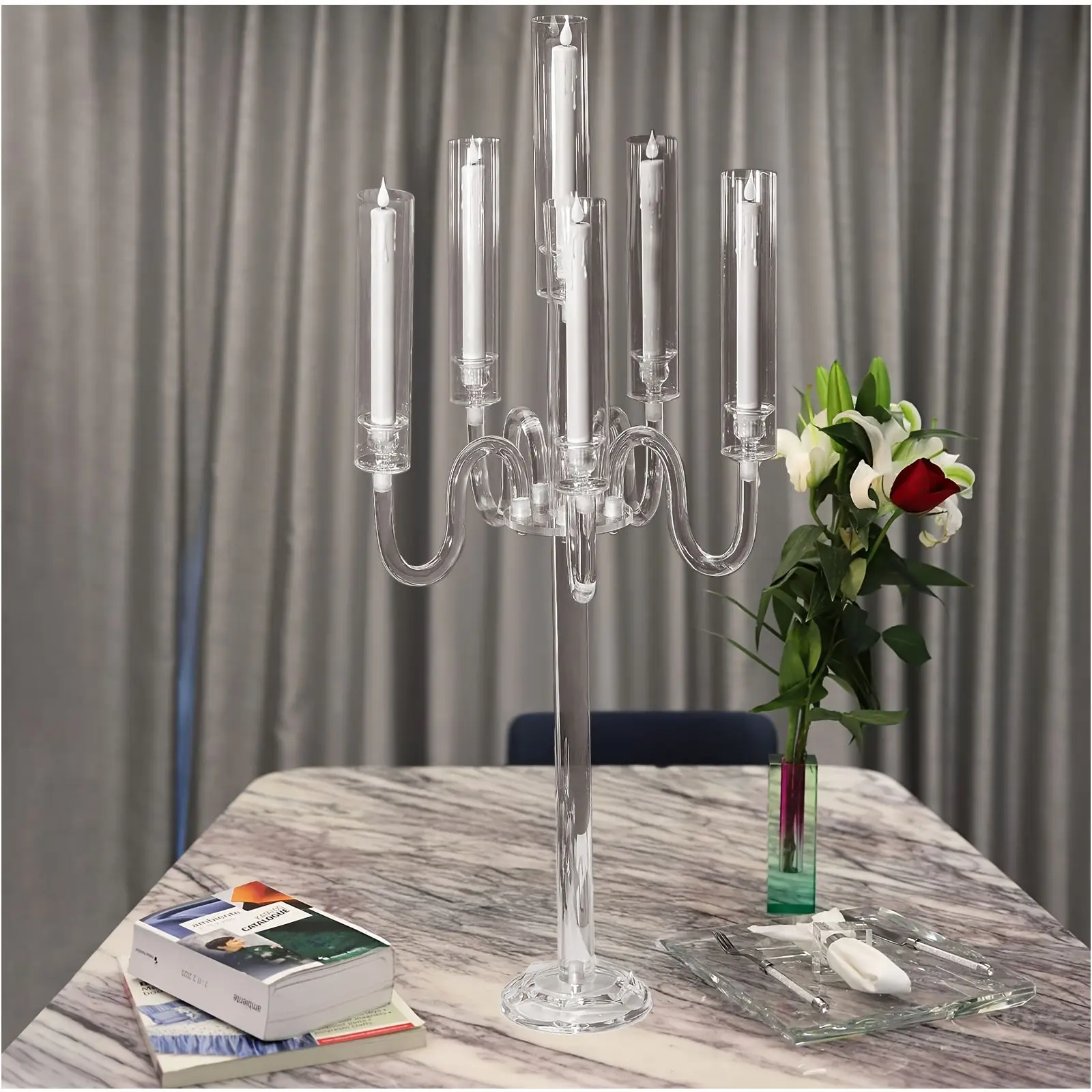 Tall 37.4-inch Acrylic Candelabra Centerpiece – 6-Arm Clear Table Decor for Weddings, Parties & Events | LED Candle Compatible |
Tall 37.4-inch Acrylic Candelabra Centerpiece – 6-Arm Clear Table Decor for Weddings, Parties & Events | LED Candle Compatible |