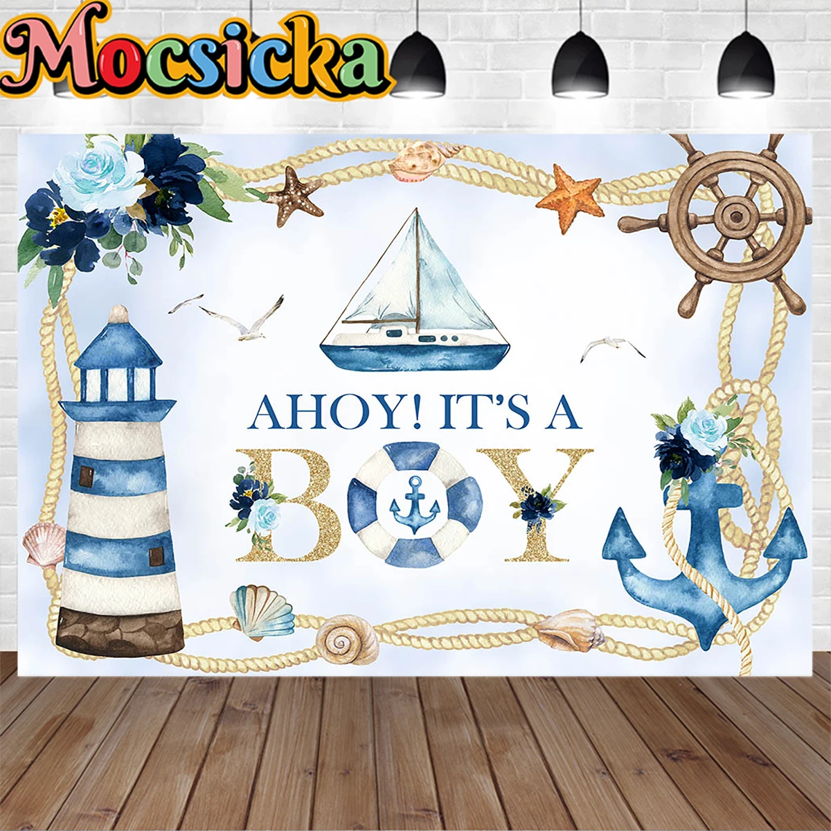 Ahoy It's a Boy Birthday Party Decor Backdrop Sailor Blue Sail Rudder Starfish Decoration Background Newborn Baby Shower Photo
Ahoy It's a Boy Birthday Party Decor Backdrop Sailor Blue Sail Rudder Starfish Decoration Background Newborn Baby Shower Photo