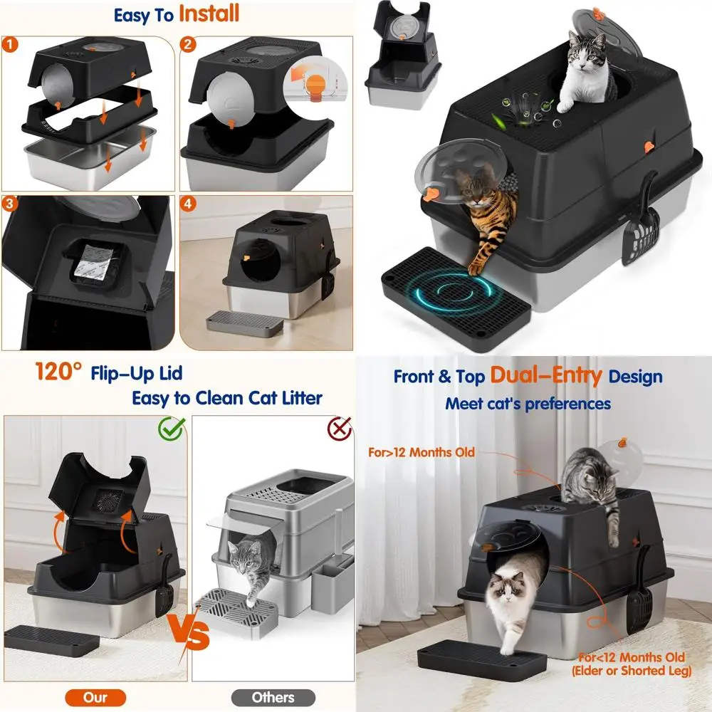 Extra Large Covered Metal Cat Litter Box with Steps, XL Size, Front and Top Entry, Easy Clean Litter Enclosure
Extra Large Covered Metal Cat Litter Box with Steps, XL Size, Front and Top Entry, Easy Clean Litter Enclosure