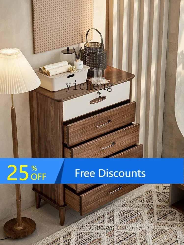 LYY Chest of Drawers Ugyen Wood Five-Bucket Cabinet Pure Solid Wood Black Walnut Color Self-Priming Track with Key Lock
LYY Chest of Drawers Ugyen Wood Five-Bucket Cabinet Pure Solid Wood Black Walnut Color Self-Priming Track with Key Lock