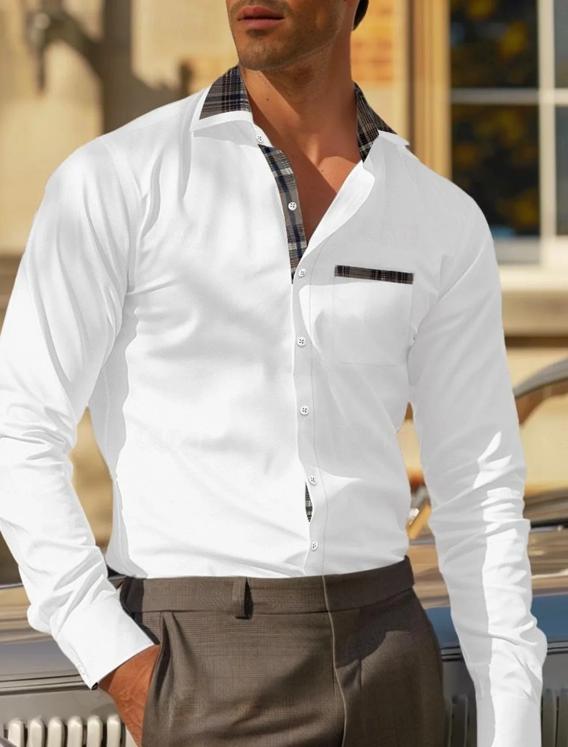 2025 New Fashionable Men's Formal Shirt with Featured Pocket, Solid Color Anti Wrinkle Elastic Grid Long Sleeve Collar Shirt
2025 New Fashionable Men's Formal Shirt with Featured Pocket, Solid Color Anti Wrinkle Elastic Grid Long Sleeve Collar Shirt