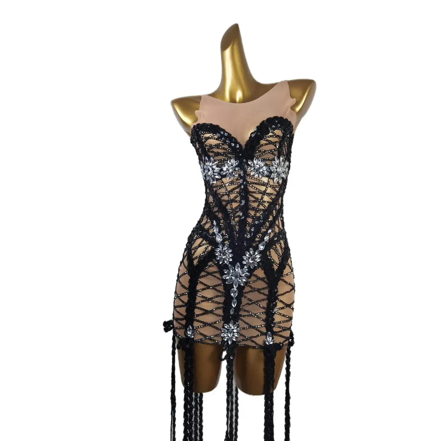 Sexy Transparent Diamonds Black Sequins Bodycon Short Dress for Women Party Celebriate Birthday Mini Dress Show Stage Show Wear
Sexy Transparent Diamonds Black Sequins Bodycon Short Dress for Women Party Celebriate Birthday Mini Dress Show Stage Show Wear