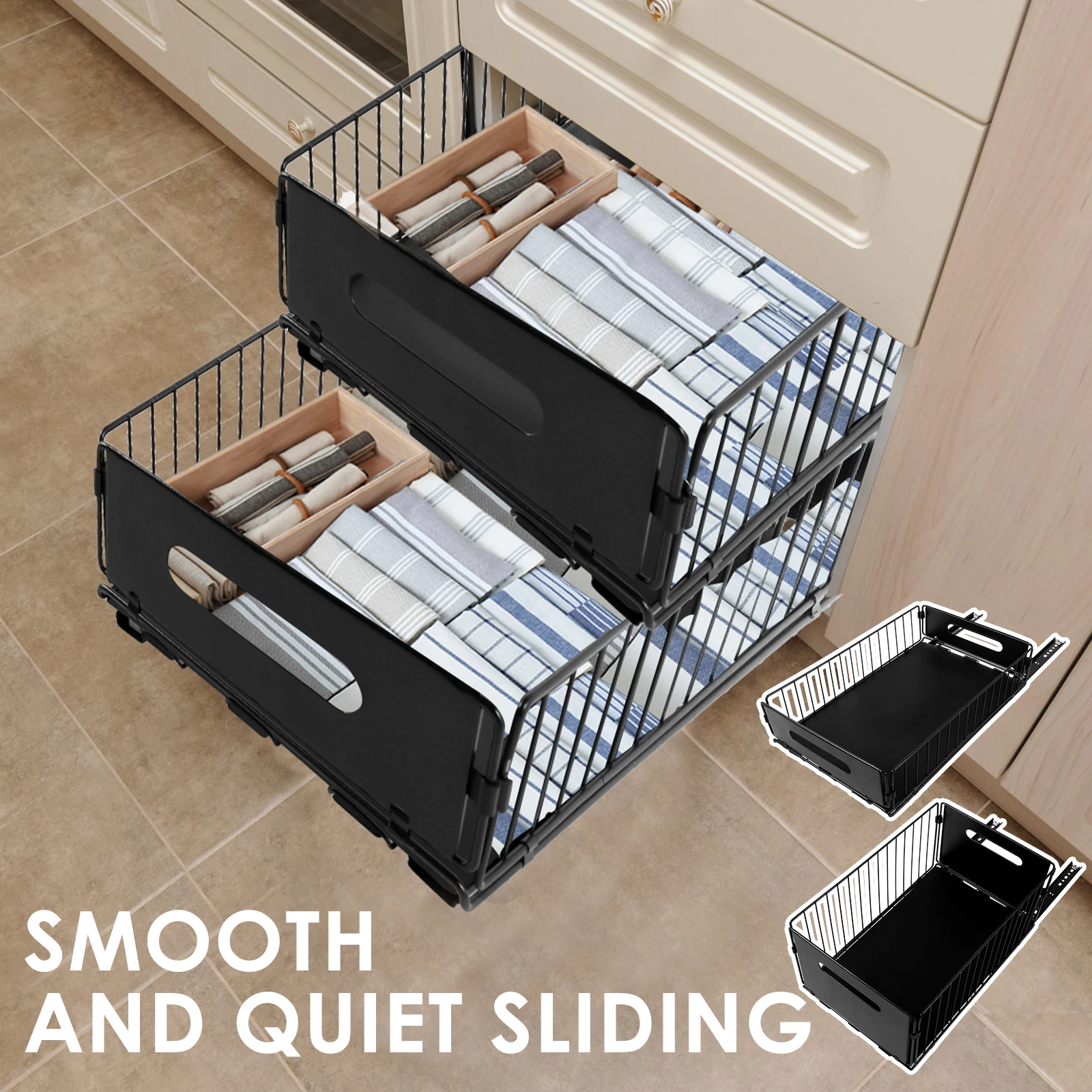 New Kitchen Pull Out Cabinet Organizer Carbon Steel No Drill Slide Out Storage Shelf Drawer Pantry Organizer Shelf for Bathroom
New Kitchen Pull Out Cabinet Organizer Carbon Steel No Drill Slide Out Storage Shelf Drawer Pantry Organizer Shelf for Bathroom