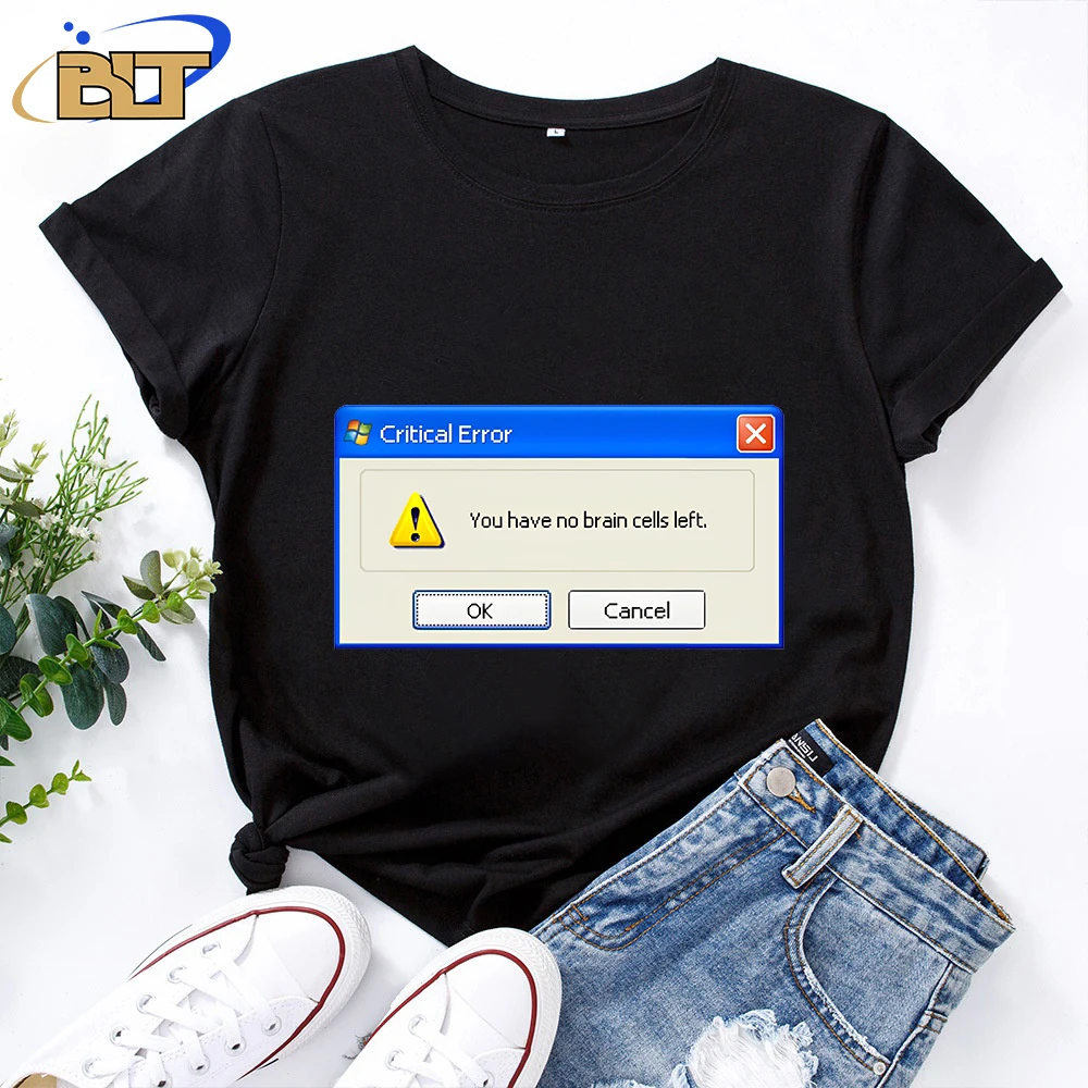 Женская летняя футболка из чистого хлопка с принтом «no brain cells left Windows XP»
Женская летняя футболка из чистого хлопка с принтом «no brain cells left Windows XP»