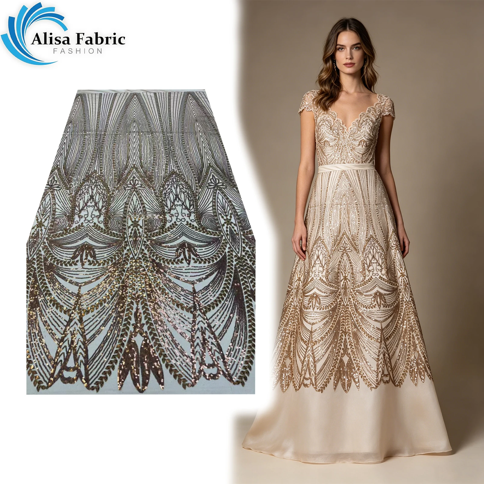 High quality beaded lace fabric 5 yards fabric Women's luxurious beaded decorative wedding guest party dress
High quality beaded lace fabric 5 yards fabric Women's luxurious beaded decorative wedding guest party dress