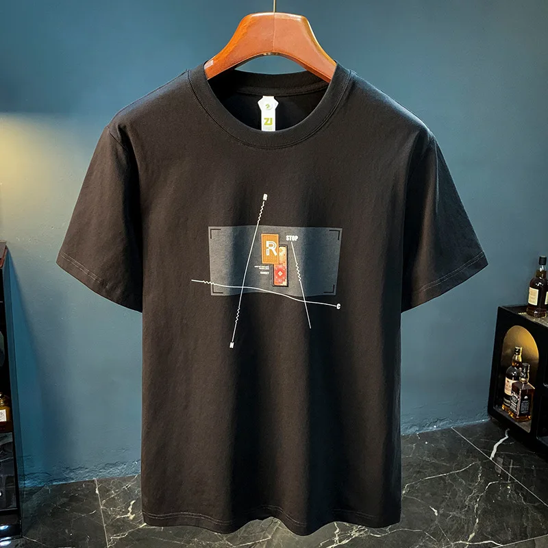 Summer T-shirt for men, high-end embroidered printed design, short sleeved top, trendy round neck versatile men's clothing
Summer T-shirt for men, high-end embroidered printed design, short sleeved top, trendy round neck versatile men's clothing