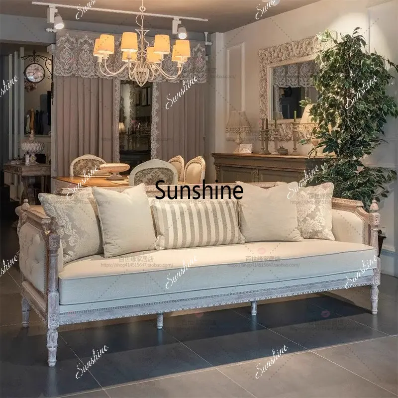 American antique living room small apartment solid wood three-person sofa
American antique living room small apartment solid wood three-person sofa