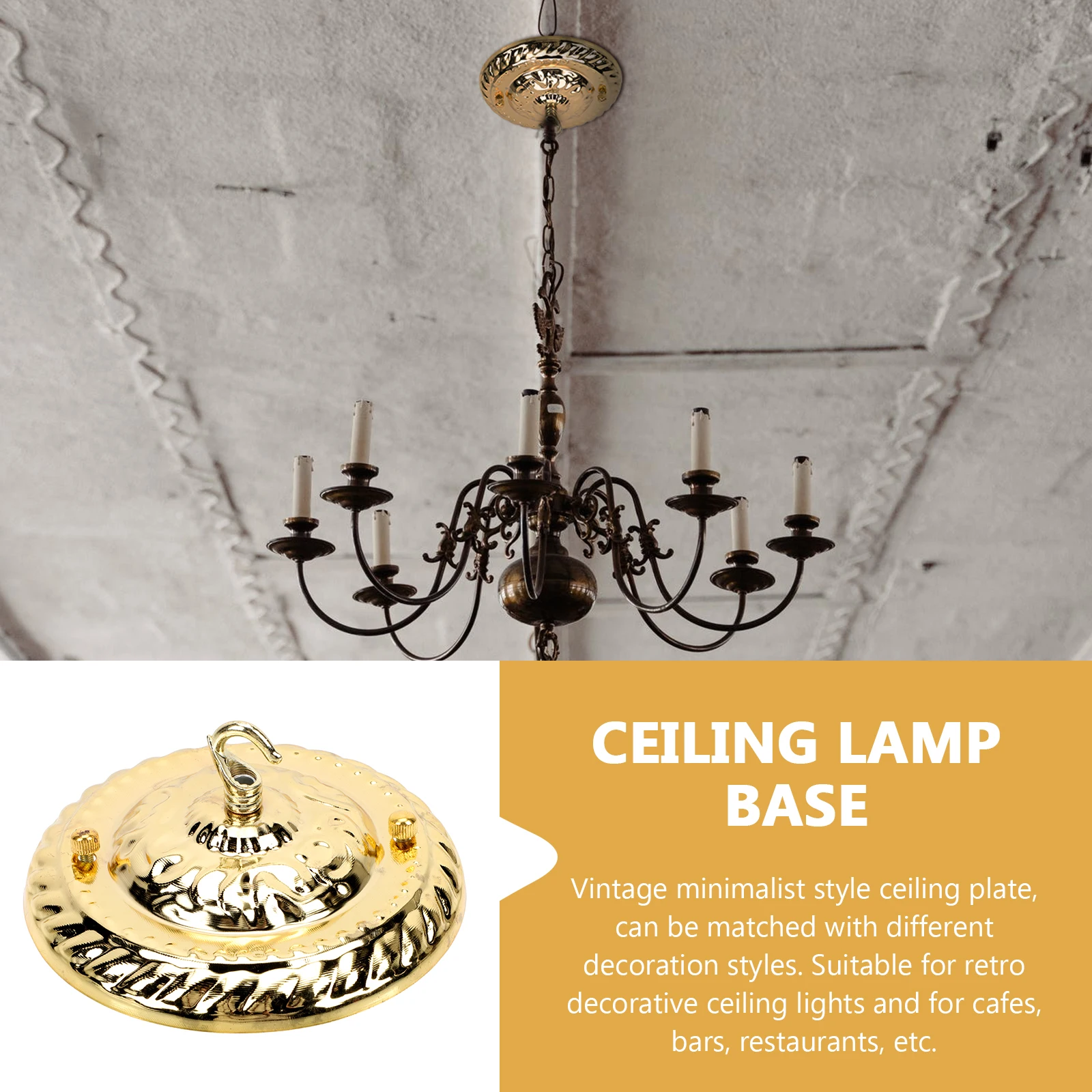 Vintage Style Ceiling Light Hook Durable Lamp Base Sturdy Holder Chandelier Plate Decorative Light Rack Pendant Fixture
Vintage Style Ceiling Light Hook Durable Lamp Base Sturdy Holder Chandelier Plate Decorative Light Rack Pendant Fixture