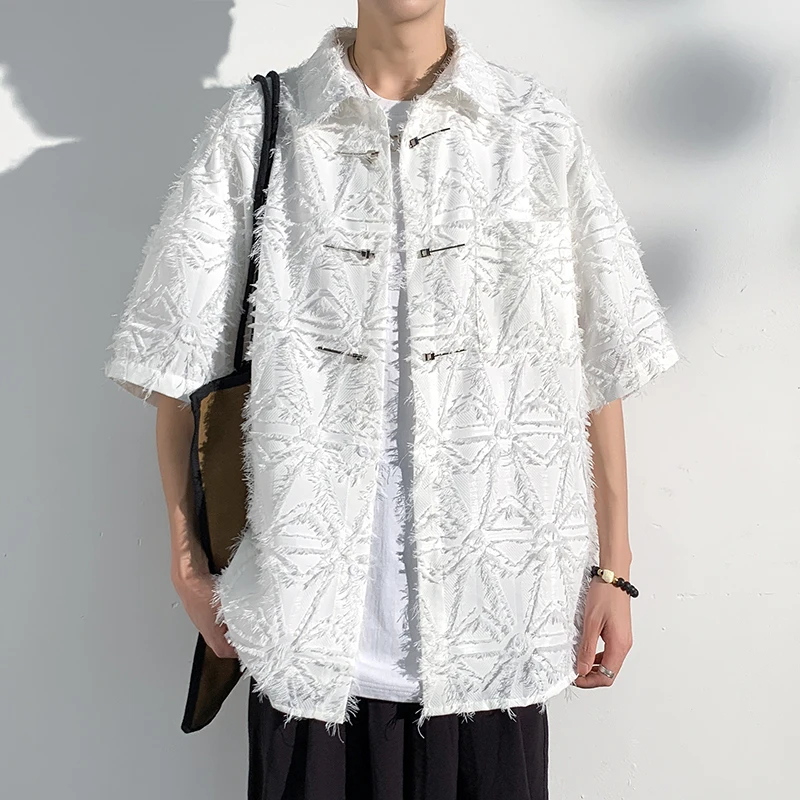 

Summer Shirt Men's Clothing Short Sleeve Shirt Embossing Harajuku Fashion Original Men's Shirts New in Clothes Plain