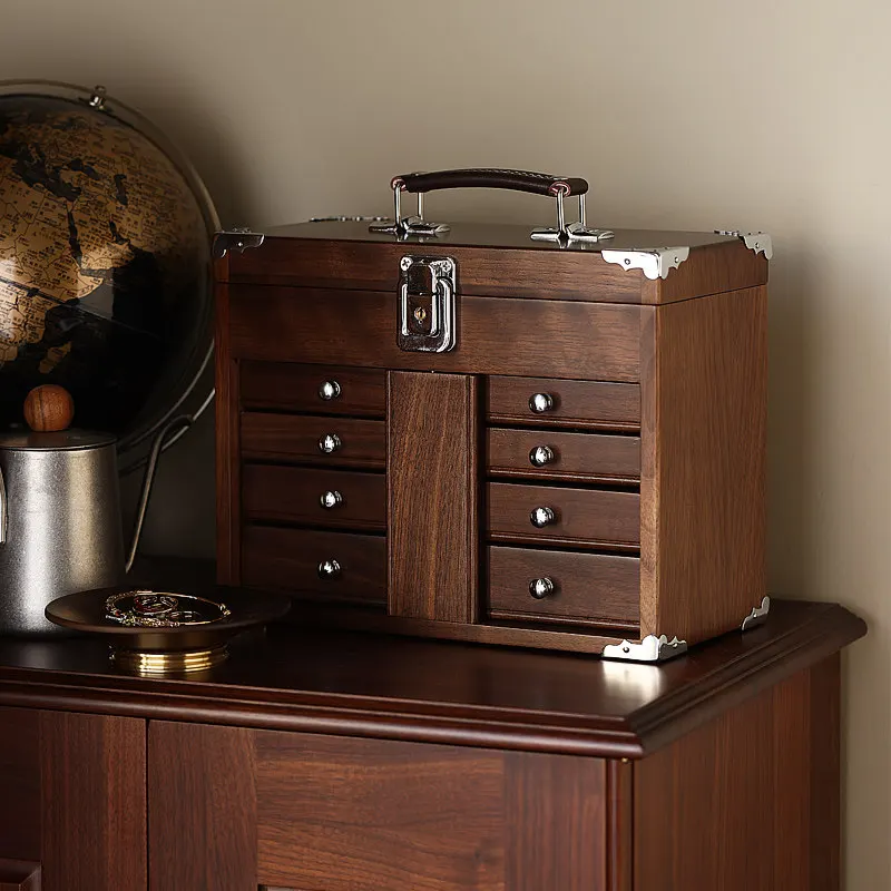 CZ black walnut log retro small and multi-functional Wenwan storage makeup jewelry cabinet suitcase
CZ black walnut log retro small and multi-functional Wenwan storage makeup jewelry cabinet suitcase