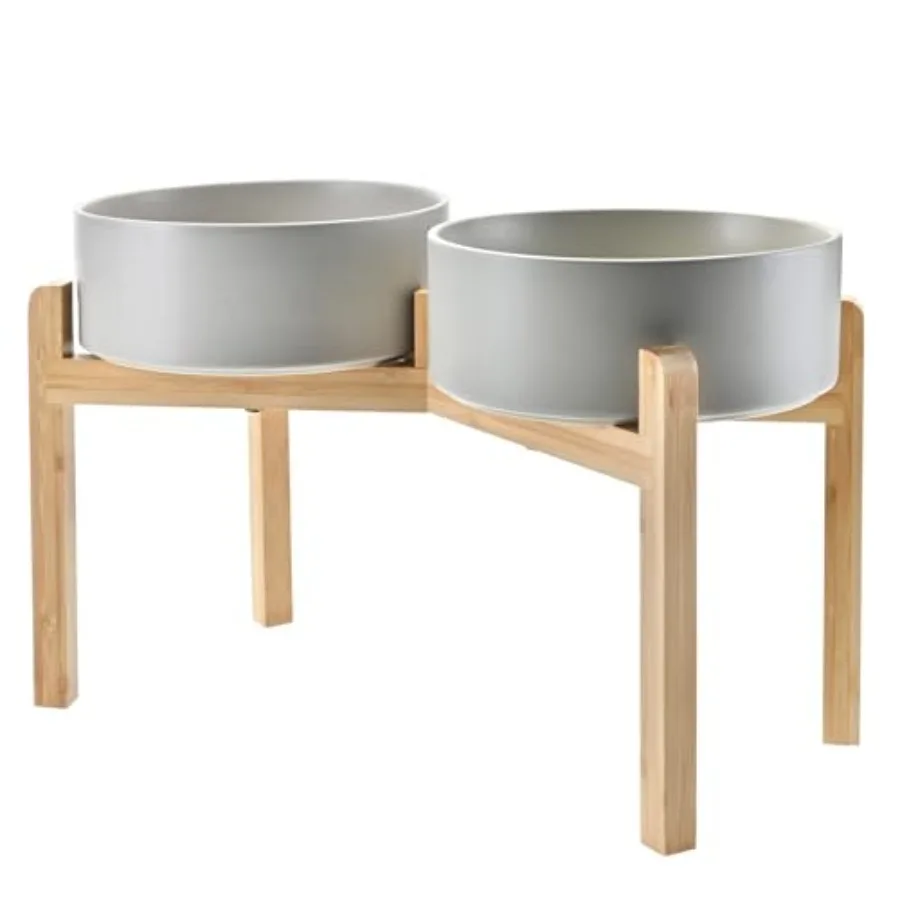Elevated Dog Bowls Ceramic for Large Breeds, 8.3'' Grey Food Water Bowls with Non-Slip Bamboo Stand, Microwave Dishwasher Safe,
Elevated Dog Bowls Ceramic for Large Breeds, 8.3'' Grey Food Water Bowls with Non-Slip Bamboo Stand, Microwave Dishwasher Safe,