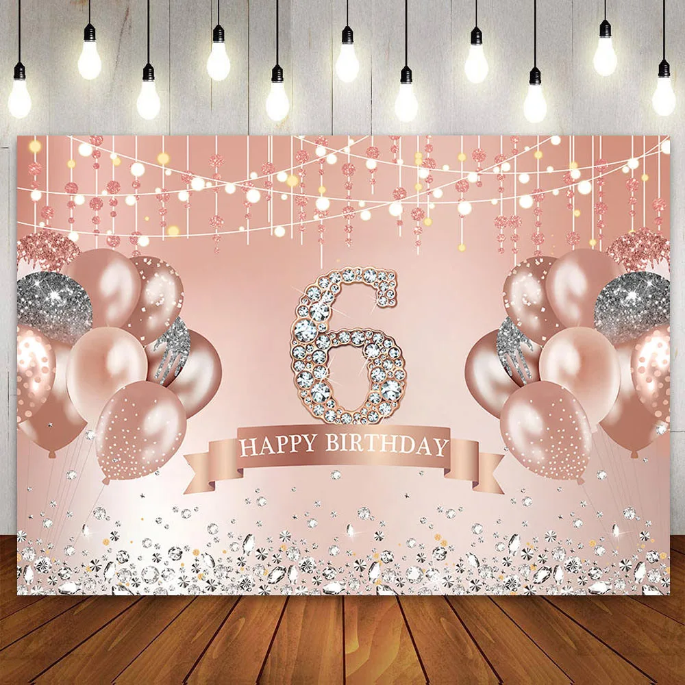 Happy 6th Birthday Backdrop for Girls Six Years Old Pink Rose Gold 6 Bday Party Decoration Cake Banner Photography Background 
Happy 6th Birthday Backdrop for Girls Six Years Old Pink Rose Gold 6 Bday Party Decoration Cake Banner Photography Background