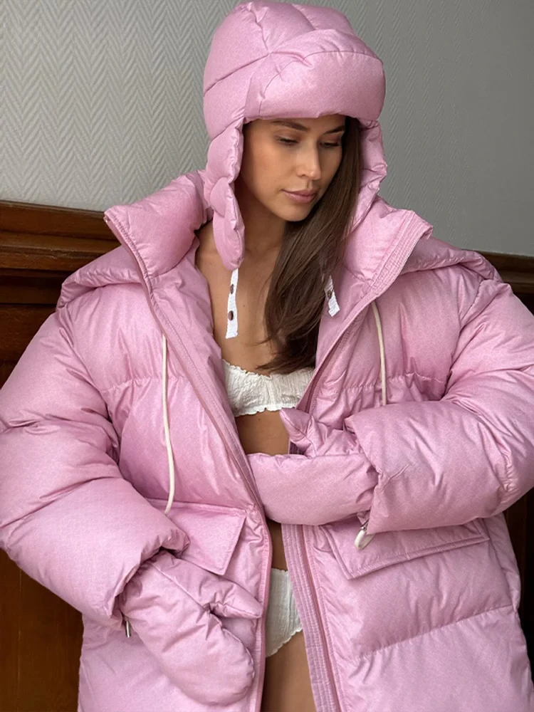 Warm Stand Collar Hooded Cotton Coats Women Detachable Hat Zipper Long Sleeve Pocket Jacket 2025 Winter New Lady Pink Outwear
Warm Stand Collar Hooded Cotton Coats Women Detachable Hat Zipper Long Sleeve Pocket Jacket 2025 Winter New Lady Pink Outwear