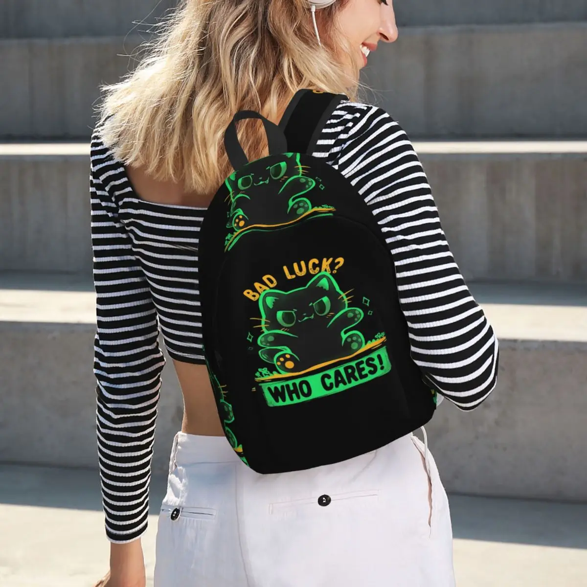 Bad Luck Who Cares Black Cat Aesthetic Neon Green Backpack Hot Sale Daypack BookBag School Bag Shoulder Bags for Men Women
Bad Luck Who Cares Black Cat Aesthetic Neon Green Backpack Hot Sale Daypack BookBag School Bag Shoulder Bags for Men Women