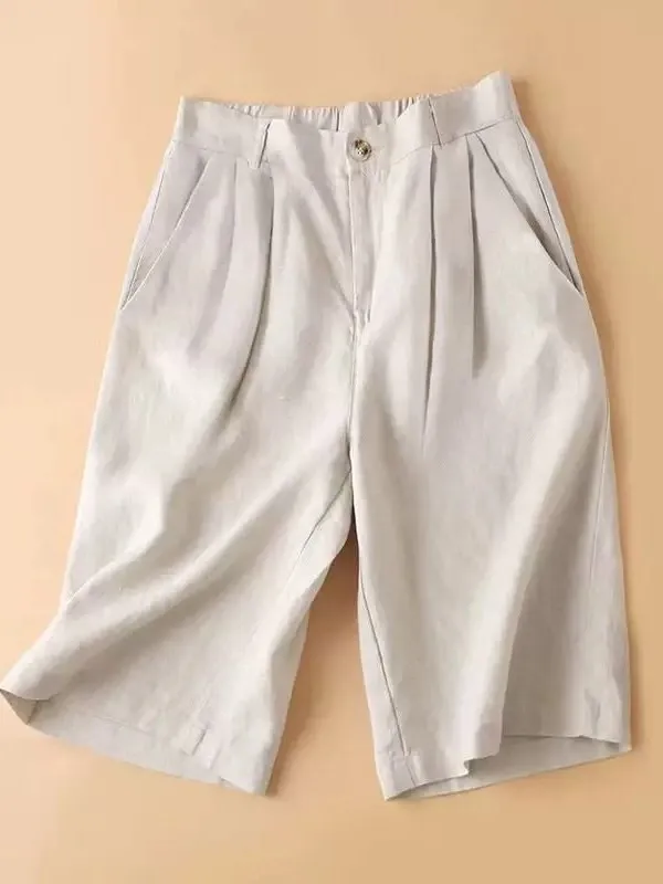 High Waist Linen Cotton Blend Thin Short Pants Five-Point Pants Professional Wide Leg Suit Pants Women Slimming Hot Pants
High Waist Linen Cotton Blend Thin Short Pants Five-Point Pants Professional Wide Leg Suit Pants Women Slimming Hot Pants