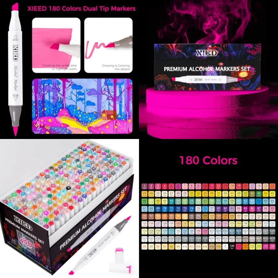 180 Colors Alcohol Markers Dual Tip Set with Chisel and Brush Tips for Artists Alcohol-Based Art Markers Ideal for Coloring Dra
180 Colors Alcohol Markers Dual Tip Set with Chisel and Brush Tips for Artists Alcohol-Based Art Markers Ideal for Coloring Dra