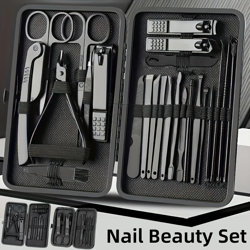 8/15/24pcs nail manicure tool set with portable travel case, nail trimmers and scissors kit, professional fingernail & toenail grooming set for travel use
8/15/24pcs nail manicure tool set with portable travel case, nail trimmers and scissors kit, professional fingernail & toenail grooming set for travel use