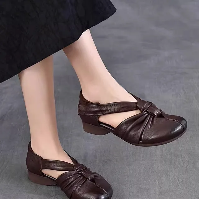 Summer Flat Heel Leather Woven Sandals Head Layer Cowhide Genuine Leather Open Toe Retro Style Women's Flip Flops Casual Sandals
Summer Flat Heel Leather Woven Sandals Head Layer Cowhide Genuine Leather Open Toe Retro Style Women's Flip Flops Casual Sandals