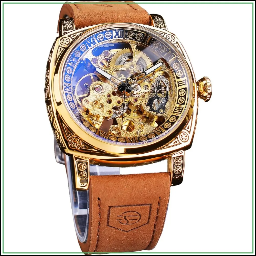 Square Retro Mechanical Watch for Men, Skeleton Automatic Self-Wind, Vintage Leather Strap Wristwatch
Square Retro Mechanical Watch for Men, Skeleton Automatic Self-Wind, Vintage Leather Strap Wristwatch