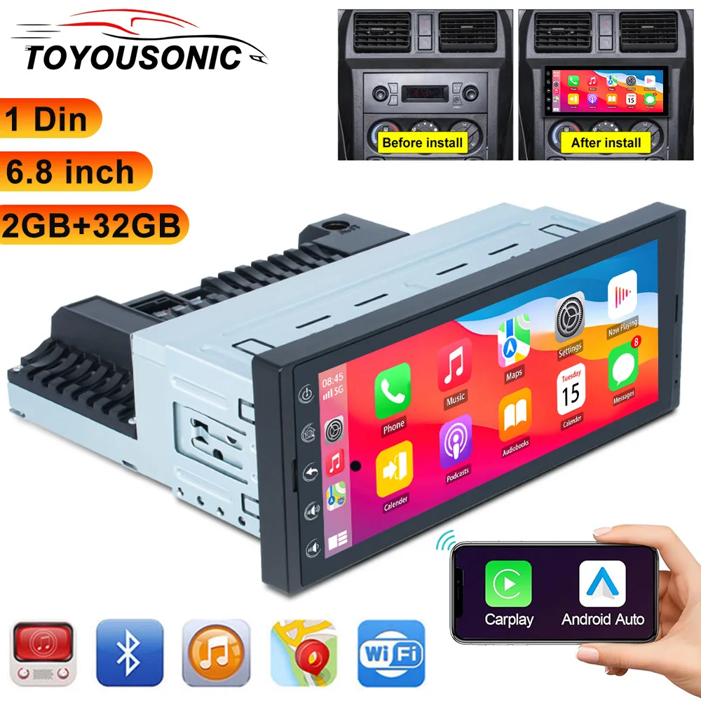 TOYOUSONIC 6.86 inch Car Radio 2+32GB Autoradio Multimedia Player CarPlay Stereo Android Auto Audio 1 DIN Android Head Unit
TOYOUSONIC 6.86 inch Car Radio 2+32GB Autoradio Multimedia Player CarPlay Stereo Android Auto Audio 1 DIN Android Head Unit