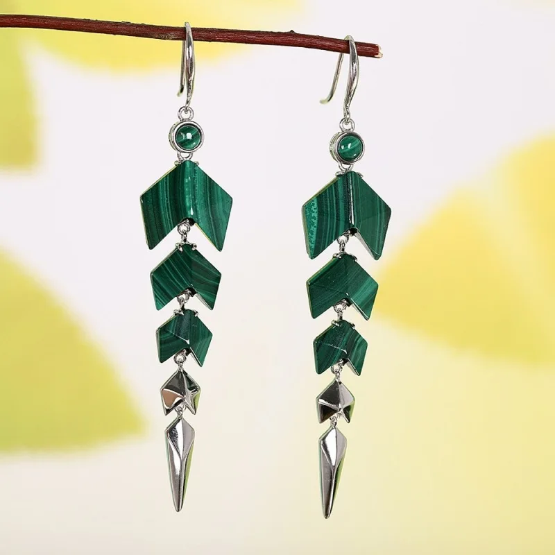 Real Solid 925 Sterling Silver Natural Malachite Irregular Geometry Dangle Women Lucky Earrings
Real Solid 925 Sterling Silver Natural Malachite Irregular Geometry Dangle Women Lucky Earrings